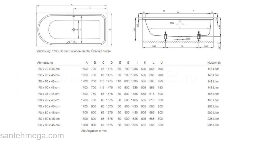 Ванна стальная BETTE BetteOcean 180x80 8857-000AR,PLUS. Фото