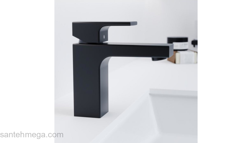 Смеситель для раковины со сливным гарнитуром Hansgrohe Vernis Shape 100 71561670 черный. Фото