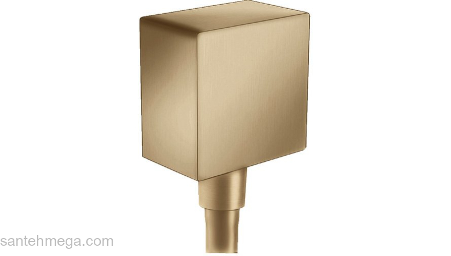 Шланговое подсоединение Hansgrohe Fixfit Square 26455140 (бронза) с клапаном обратного тока. Фото