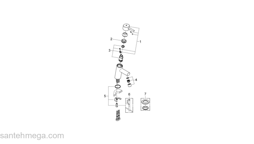 GROHE 2338510E Concetto Смеситель однорычажный для раковины, гладкий корпус, с энергосберегающим картриджем - подача холодной воды при центральном положении рычага. Фото