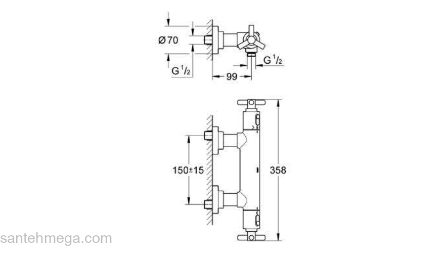 Термостат для душа GROHE Atrio Ypsilon 34010000. Фото