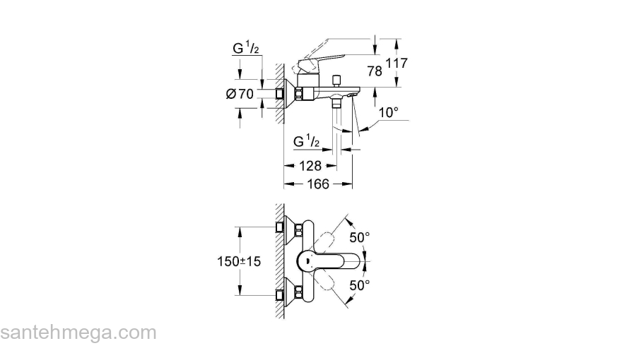 GROHE 23334000 BauEdge Смеситель для ванны. Фото