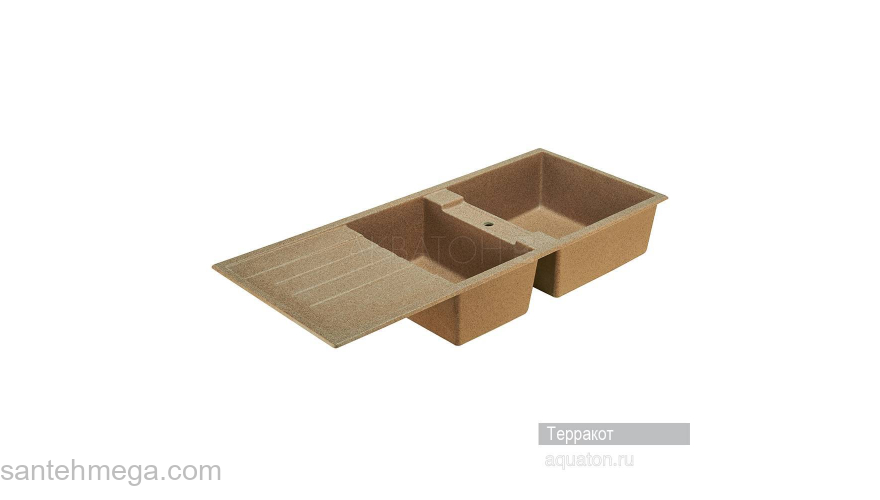 Мойка для кухни Акватон Торина прямоугольная с крылом и дополнительной чашей терракот 1A712032TR270. Фото