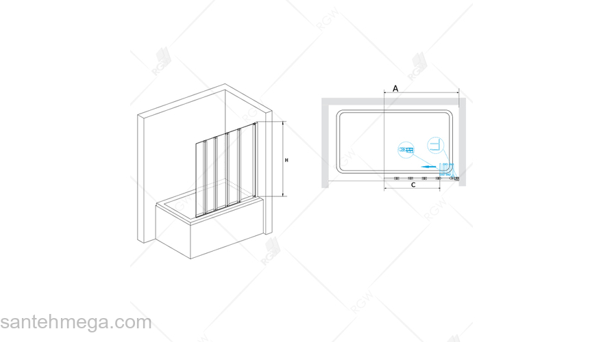 Шторка на ванну RGW SCREENS SC-21 03112112-11 120 см. Фото