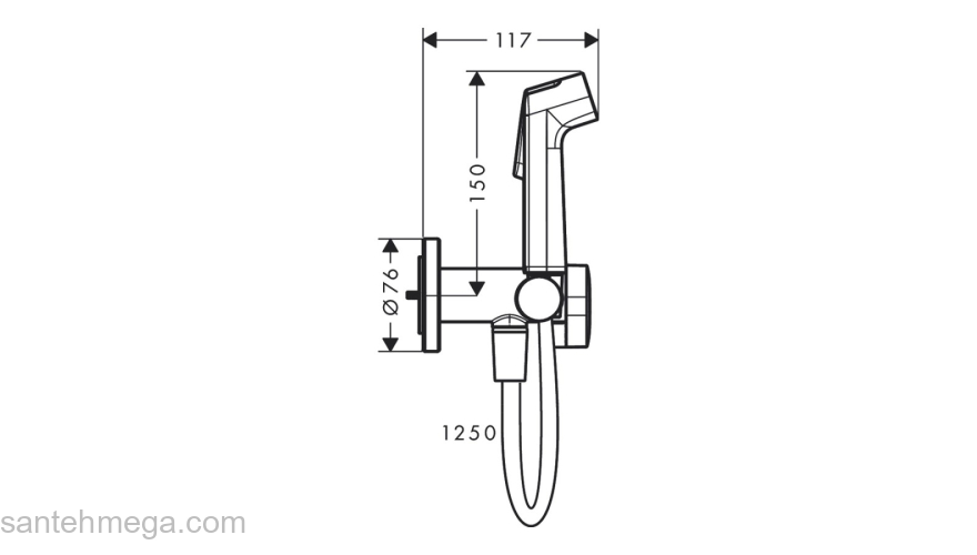 Гигиенический душ Hansgrohe S 1 jet EcoSmart+ со смесителем (внешняя часть) хром 29232000. Фото