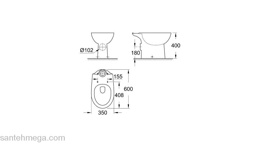 Унитаз приставной GROHE Bau Ceramic 39428000. Фото