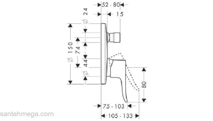 Смеситель для ванны Hansgrohe Metris 31493000. Фото