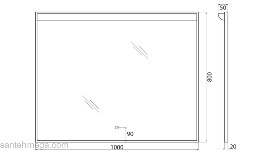 Зеркало с подсветкой BELBAGNO SPC-UNO-1000-800-TCH. Фото