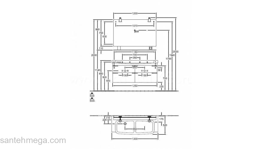 Тумба под раковину Villeroy&Boch SENTIQUE A852 00PN. Фото