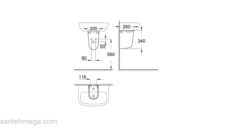 Полупьедестал GROHE Bau Ceramic 39426000. Фото