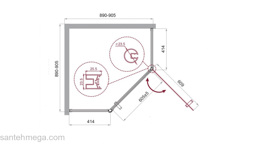 Душевой угол BELBAGNO UNO-195-P-1-90-C-NERO. Фото