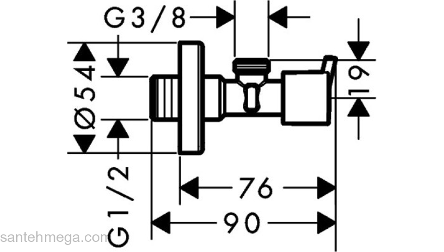 Угловой вентиль Hansgrohe S 1/2 13901000. Фото