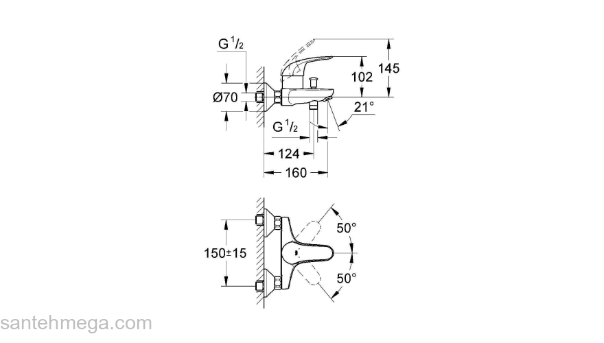 Смеситель для ванны GROHE Euroeco 32743000. Фото