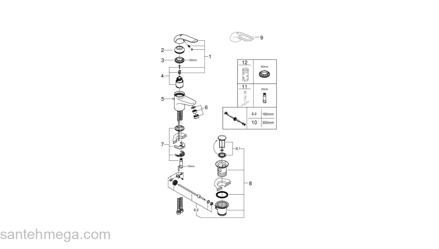 Смеситель для раковины GROHE Euroeco Special 32763000. Фото