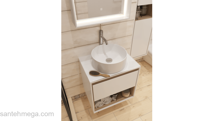 CERSANIT Тумба LOUNA 60 со столешницей SZ-LOU-60BL/Wh. Фото