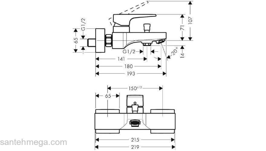 Смеситель для ванны Hansgrohe Metropol 32540990 золото. Фото