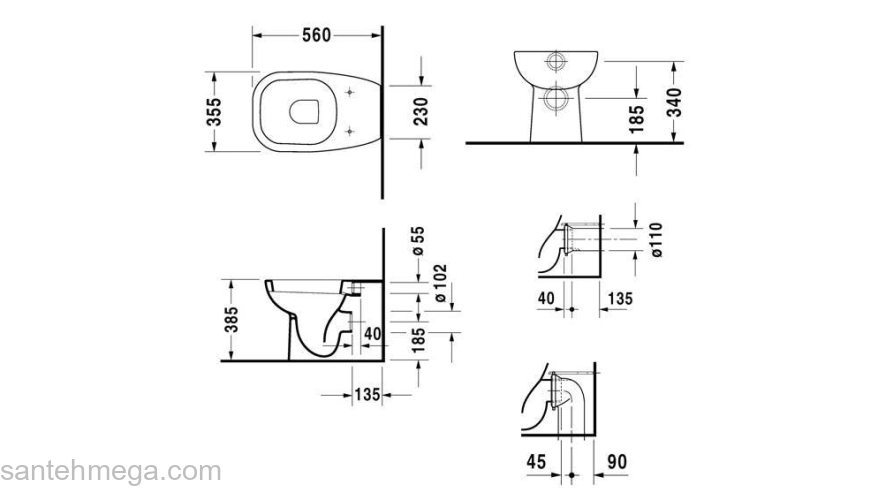 Унитаз напольный пристенный DURAVIT D-CODE 21150900002. Фото