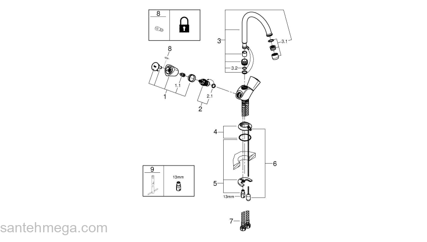 Смеситель для раковины GROHE Costa S 21338001. Фото