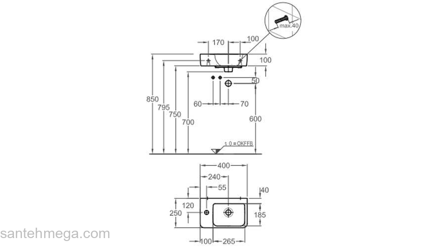 Раковина GEBERIT Renova NR.1 Comprimo 40х25 276240000. Фото