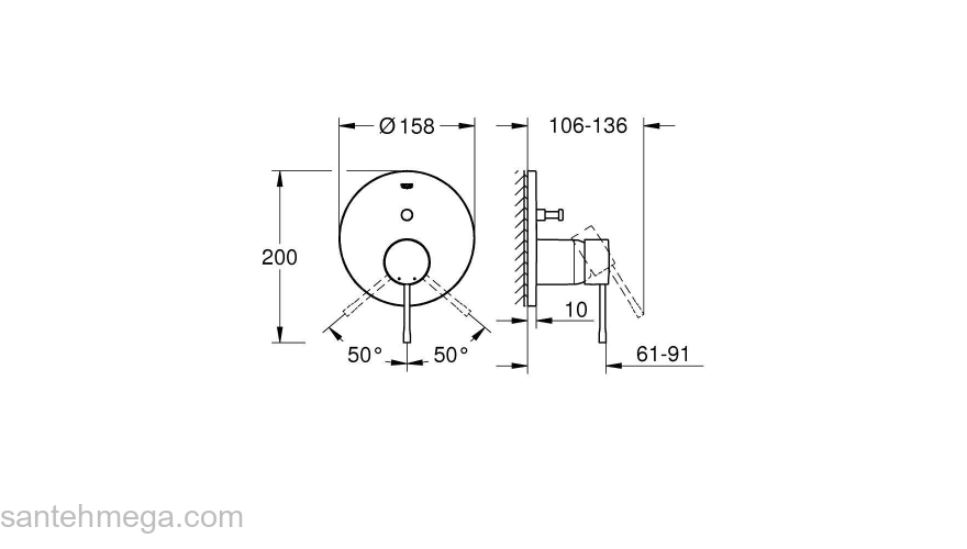 Смеситель для ванны GROHE 24058001 Essense, хром. Фото