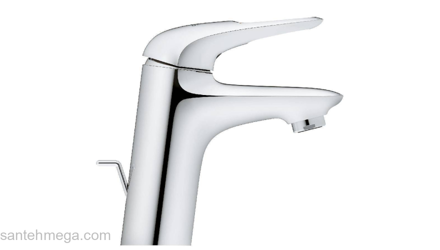 GROHE 23374003 Eurostyle 2015 Смеситель для раковины со сливным гарнитуром, с энергосберегающим картриджем - подача холодной воды при центральном положении рычага. Фото