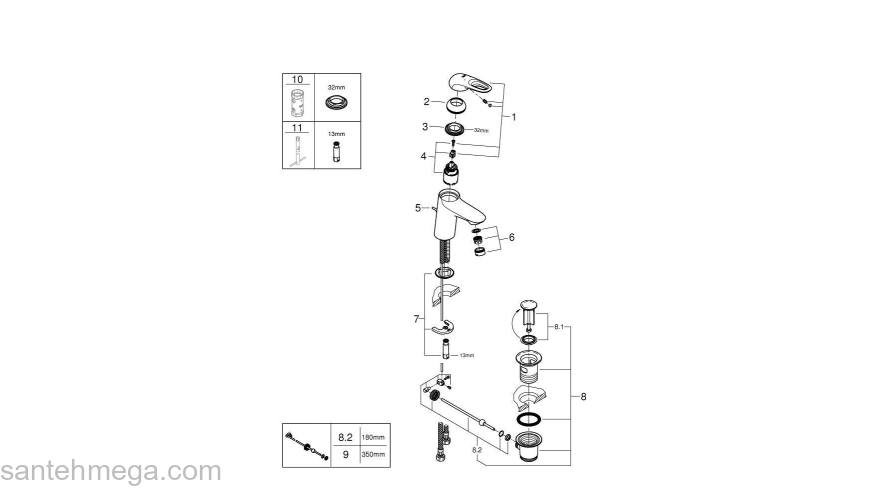 GROHE 33558LS3 Eurostyle 2015 Смеситель для раковины со сливным гарнитуром. Фото