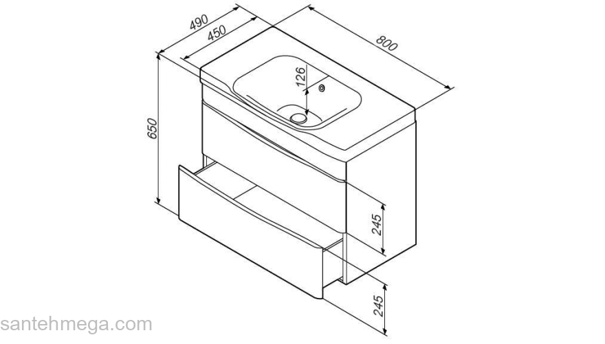 База под раковину подвесная 80 см, 2 ящика, белый глянец AM.PM Like M80FHX0802WG. Фото