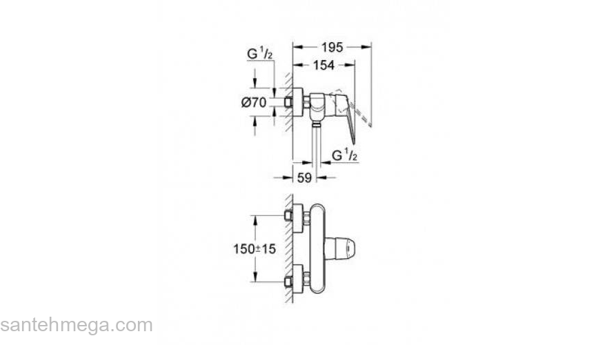 Смеситель для душа GROHE Eurodisc Сosmopolitan 33569002. Фото