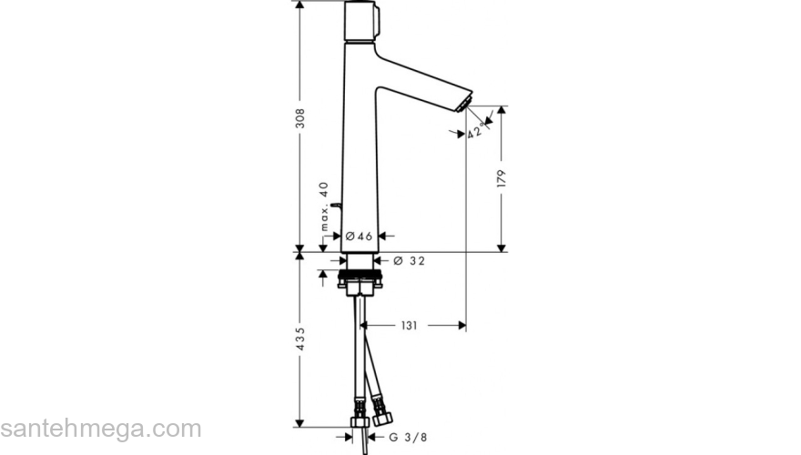 Смеситель для раковины Hansgrohe Talis Select S 190, однорычажный, без сливного набора 72045000, хром. Фото