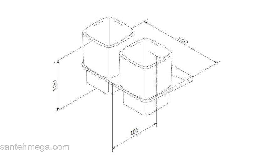 Двойной стеклянный стакан с настенным держателем AM.PM Inspire 2.0 A50A343400 для ванной комнаты. Фото