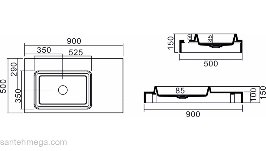 Раковина NS BATH NSS-9050G (глянцевая) 90х50. Фото