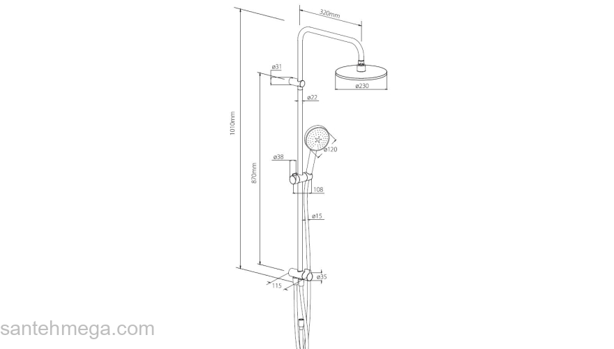 Душевая система Damixa Origin Bit 977700300. Фото