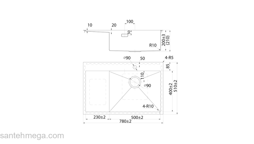 Мойка нерж. сталь сатин чаша справа 780*510 Haze IDDIS HAZ78SRi77. Фото