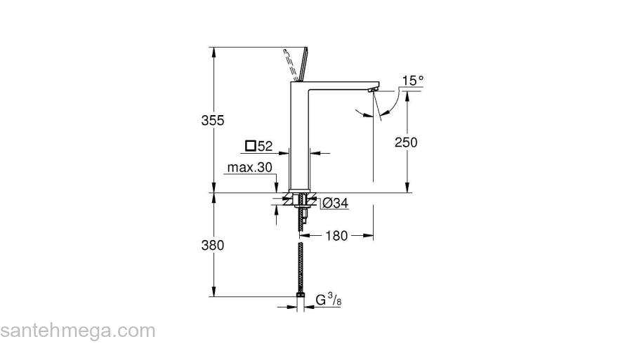 GROHE 23661000 Eurocube Joy Смеситель для раковины свободностоящий, размер XL. Фото