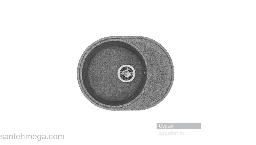 Мойка для кухни Акватон Чезана круглая с крылом серая 1A711232CS230. Фото