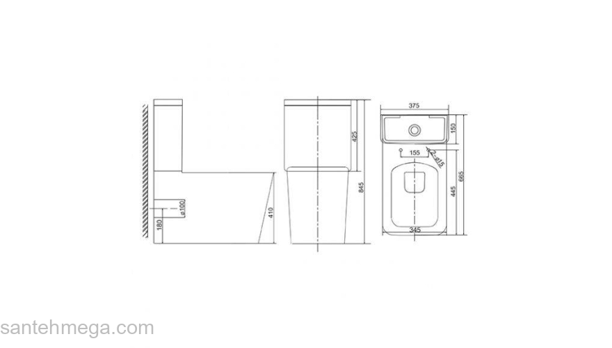 SOLE CUBE 3 Безободковый унитаз-компакт с сиденьем Soft-close. Фото