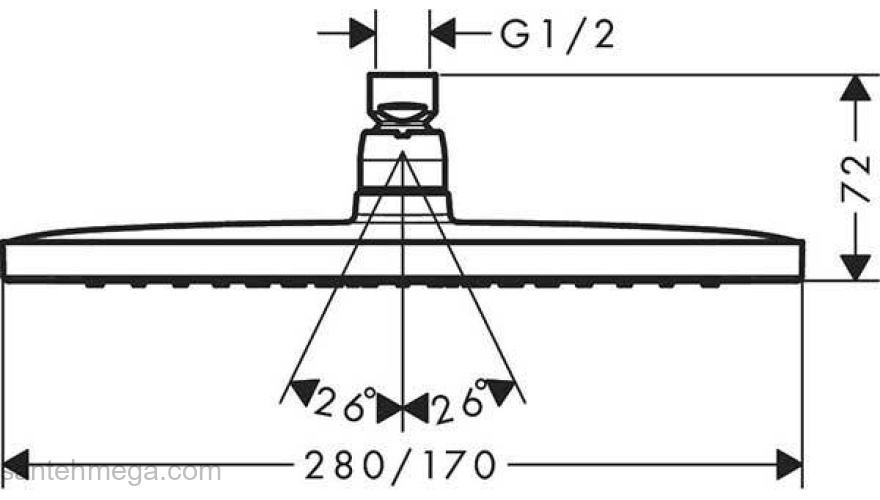 Верхний душ Hansgrohe Croma E 280 1jet 26257000. Фото