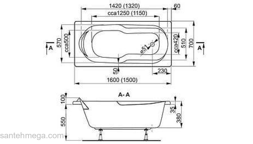 Ванна акриловая VAGNERPLAST Nymfa 160 VPBA167NYM2E-01. Фото