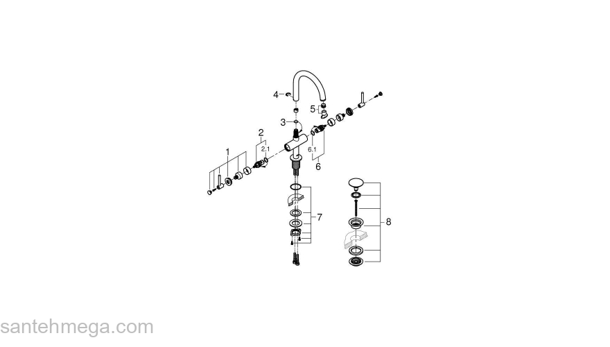 GROHE 21022003 Atrio New Смеситель двухвентильный для раковины на 1 отверстие, рукоятки-рычаги, размер L. Фото