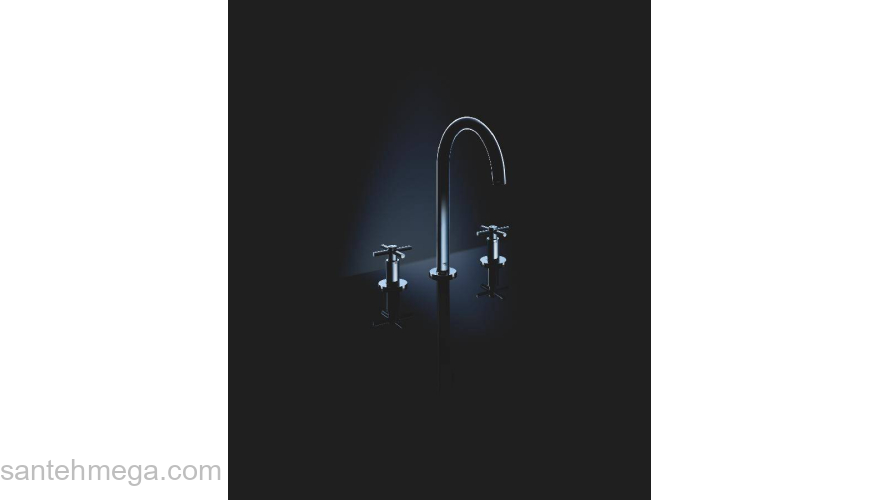 GROHE 20008003 Atrio New Смеситель двухвентильный для раковины на 3 отверстия, монтаж на бортик, крестобразная ручка, размер M. Фото