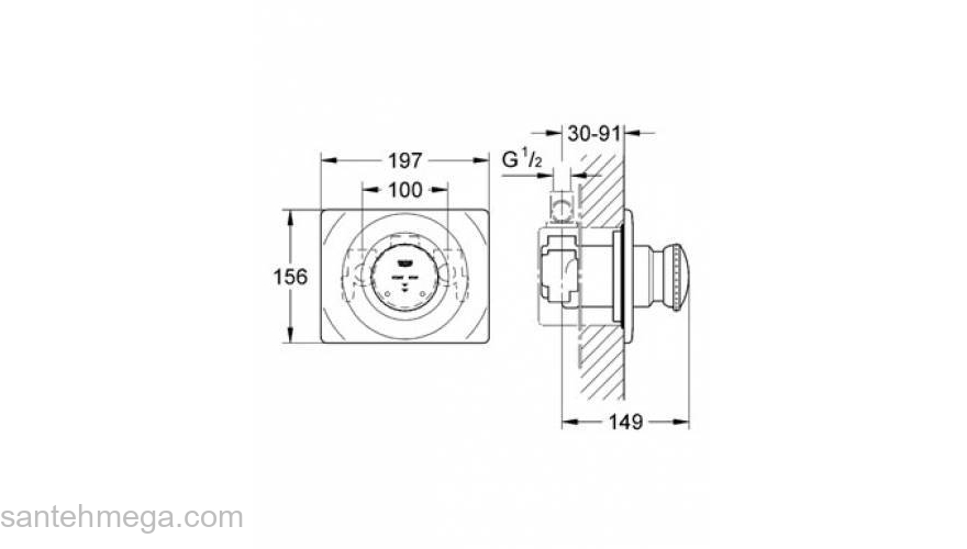 Cмеситель для душа GROHE Conromix Surf 36121000 (внешняя часть). Фото