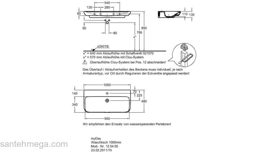 Раковина GEBERIT Myday 100x48 125400600. Фото