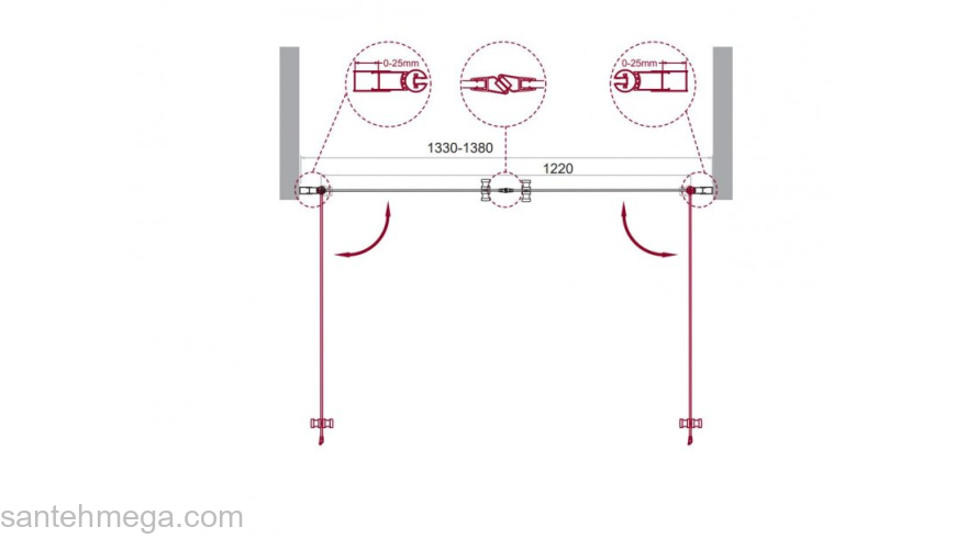 Душевая дверь BELBAGNO ETNA-B-2-140-C-Cr. Фото