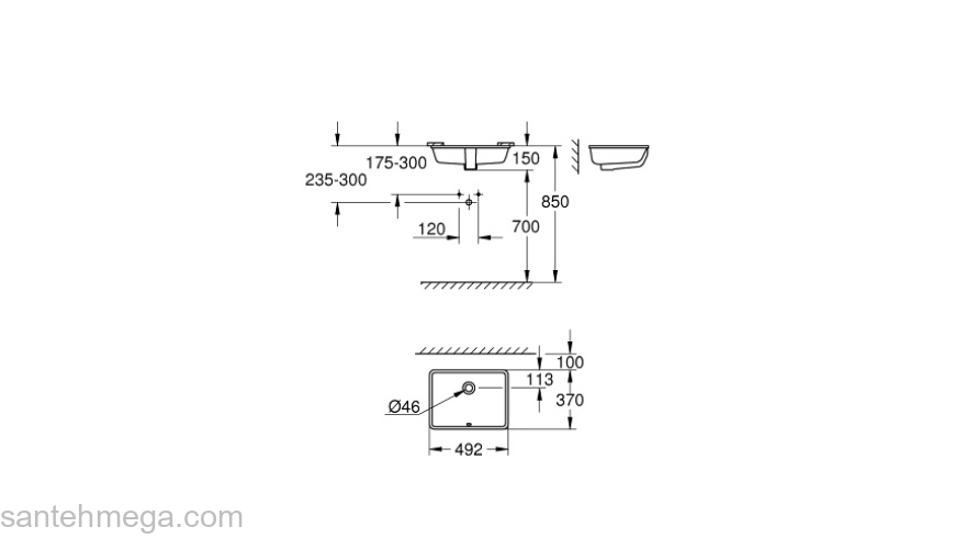 Раковина встраиваемая GROHE Cube Ceramic 49х37 3948000H. Фото