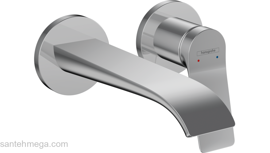 Vivenis Смеситель для раковины, однорычажный, скрытого монтажа, настенный, с изливом 19,2 см 75050000, хром. Фото