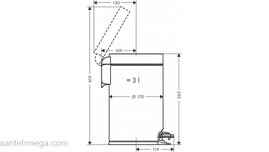 Корзина для мусора AddStoris Hansgrohe 41775700, матовый белый для ванной комнаты. Фото