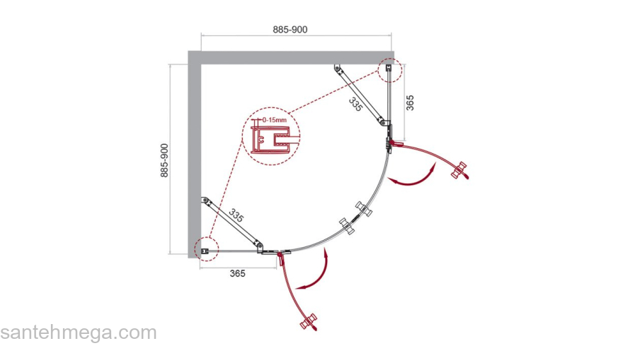 Душевой угол BELBAGNO KRAFT-R-2-90-C-Cr. Фото