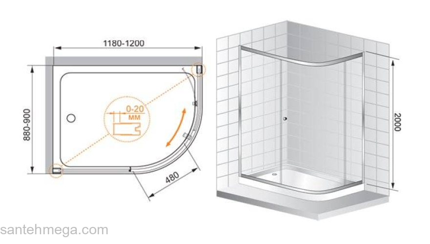 Душевой угол CEZARES Anima ANIMA-W-RH-1-120/90-P-Cr. Фото