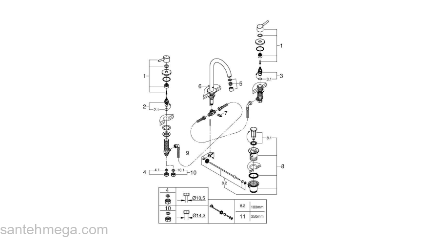 Смеситель для раковины GROHE Concetto 20216001. Фото