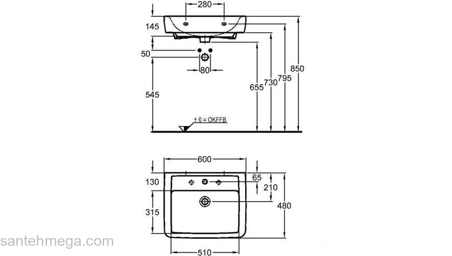 Раковина GEBERIT Renova NR.1 Plan 60x48 225160000. Фото